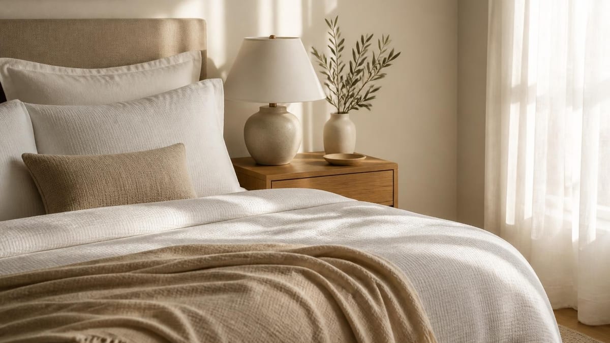 Rénover une chambre fatiguée pour recréer l'ambiance d'une suite hôtelière : matériaux, couleurs et astuces déco.