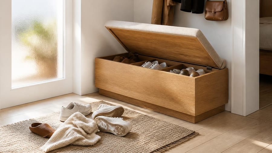 "Adieu le bazar dans l'entrée" : élégant et pratique, ce banc Action à moins de 30 euros élimine le désordre comme par magie