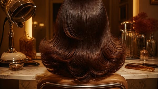 La Bell Bottom Haircut revisite l'esprit seventies avec une ligne structurée aux racines qui s'évase vers les pointes.